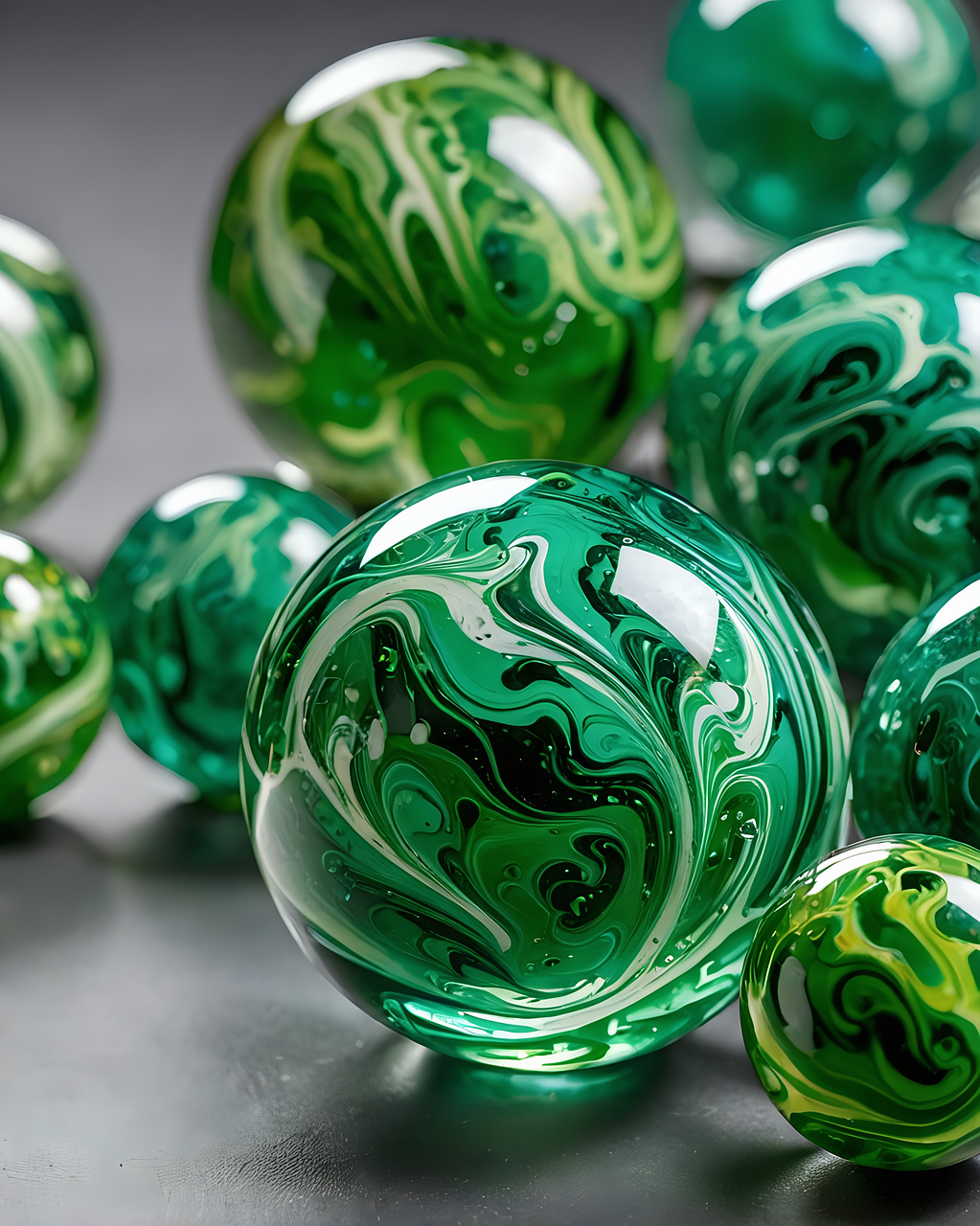 ai generated, glass marbles, green-8718475.jpg